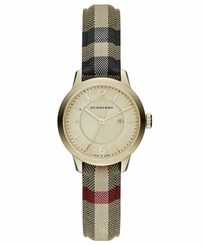 Burberry BU10104 Honey Check Stamped Dial Ladies Watch