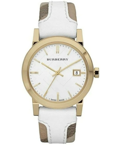 Burberry BU9110 Leather White Large Check Women's Watch