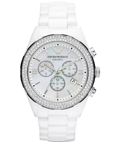 Emporio Armani AR1456 Ceramica Crystal White Ladies Watch