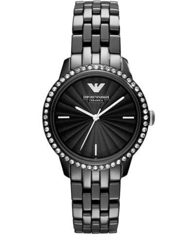 Emporio Armani AR1478 Ladies Ceramica Black Crystal Watch